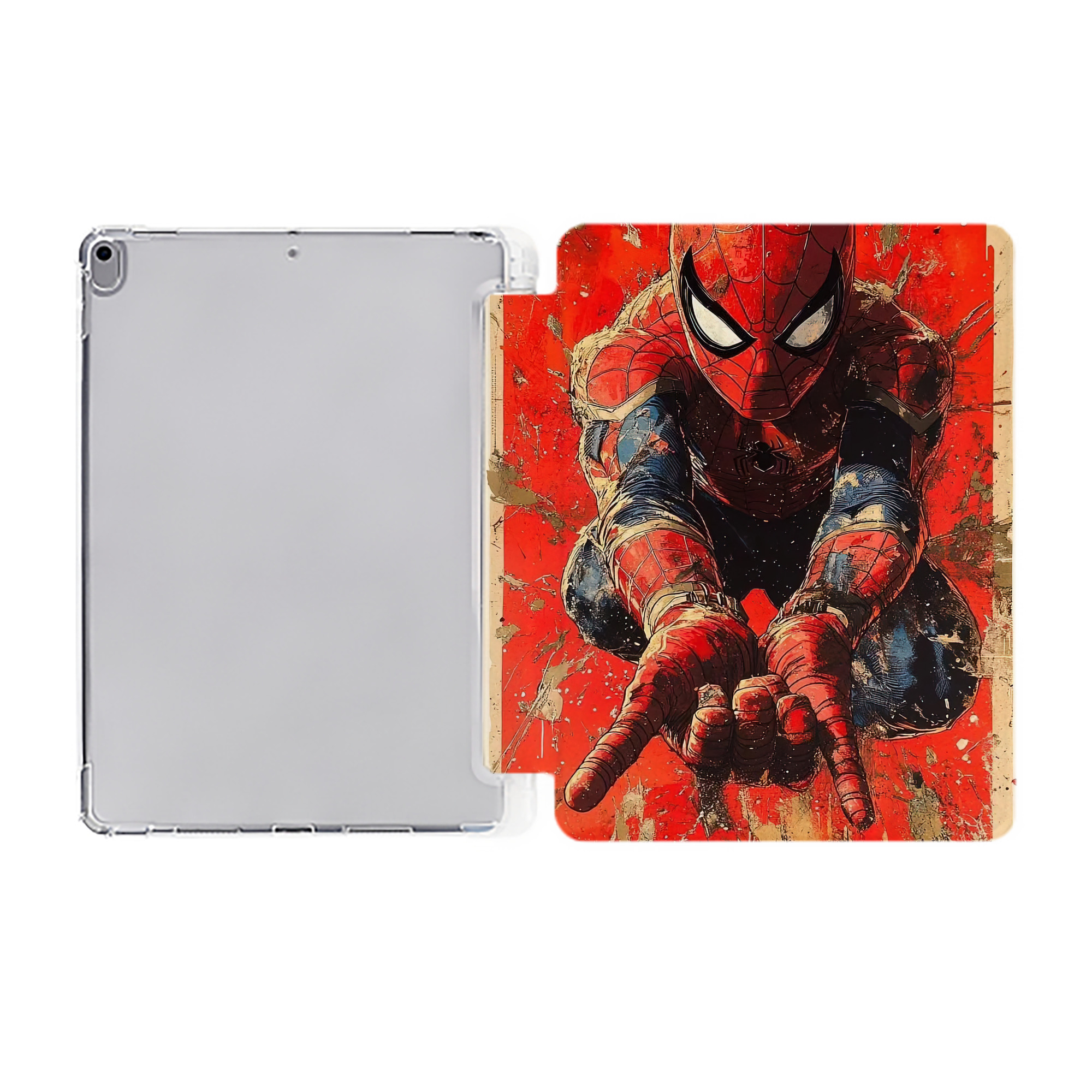 （画像用） Spider Man スパイダーマン IPad ケース ペン収納付き 三つ折りスタンド PUレザー×シリコン 対応機種9.5/10.5/10.9インチ
